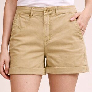 Chino by Anthropologie Tan Relaxed Fit Chino Shorts Roll Cuff Size 27